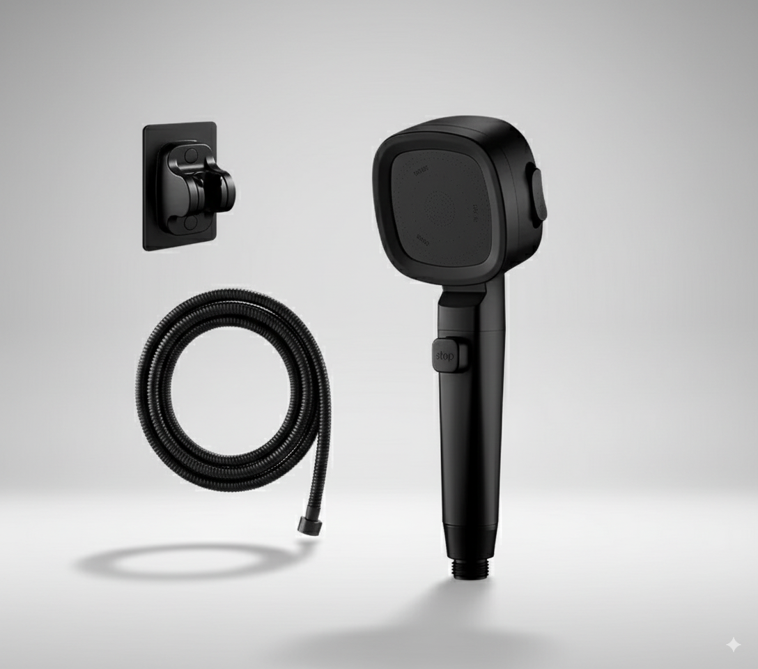 HydraFlow hogedruk douchekop – 3 straalsoorten, waterbesparend & robuust ABS-materiaal