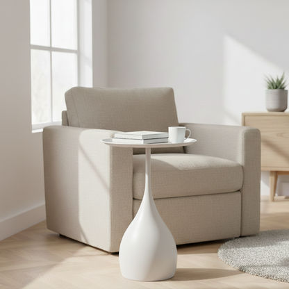 Ariessa Lumo | Mobiele ronde bijzettafel in licht-luxe design voor bank & bed